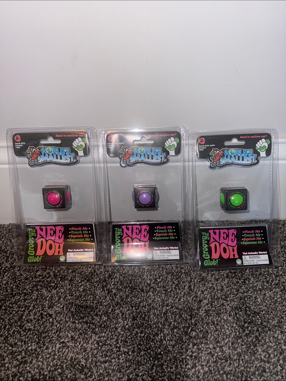 NeeDoh World's Smallest NeeDoh - Pink, Purple, Green (Set of 3)